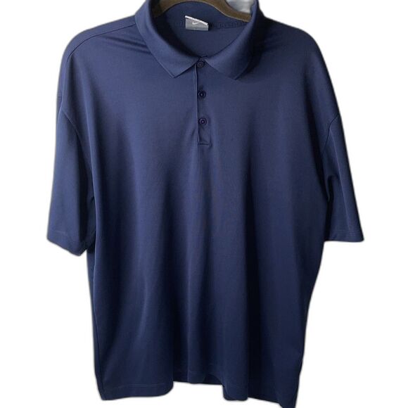 Nike Golf Polo Shirt Size Xlarge Navy Blue Short Sleeve Dri Fit  Collared - Picture 1 of 8